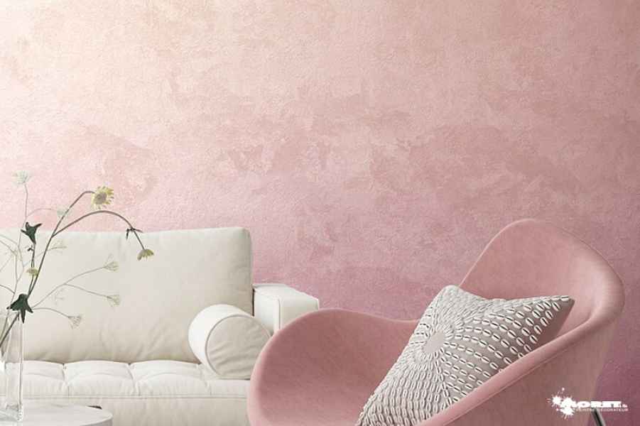 peinture stucco veneziano coloration rose oudre artisan peintre decorateur moret