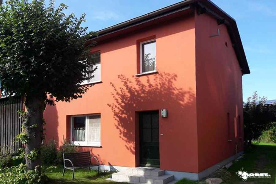 revetement colore facade enduit skap saumon entreprise renovation batiment moret